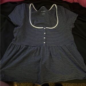 Target Navy and White Striped Short Sleeve Babydoll Tee